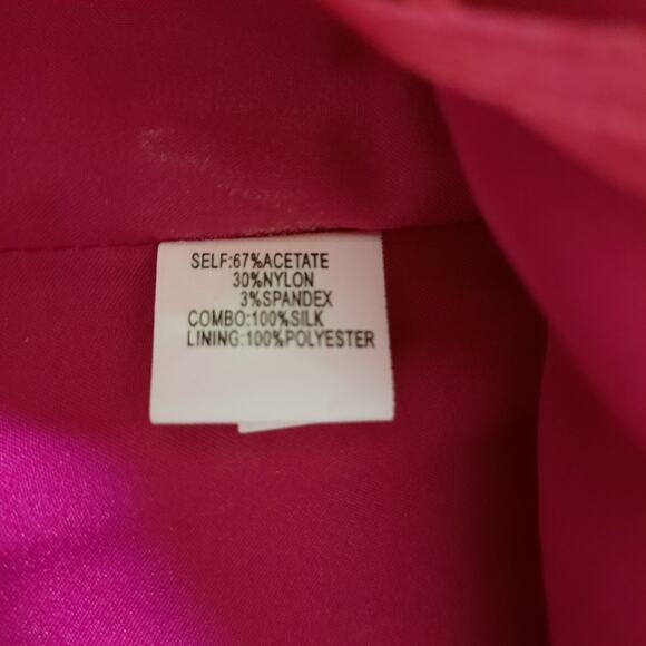 Kay Unger Hot Pink Cocktail Dress Sz 4 Satin Sleeveless Short Sheath Party Silk - Picture 9 of 12